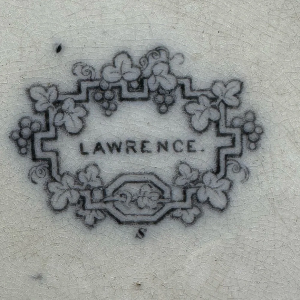 Antique Black and White Lawrence Transferware Plate